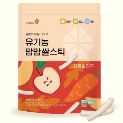 유기농 맘맘 쌀스틱 사과당근 Organic mommom Rice Stick (Apple and carrot)
